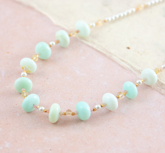 Blue Green Opal Necklace