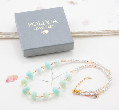 Blue Green Opal Necklace