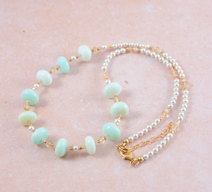 Blue Green Opal Necklace
