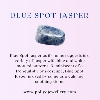 Dainty Blue Spot Jasper Gemstone Tube Bead Bracelet