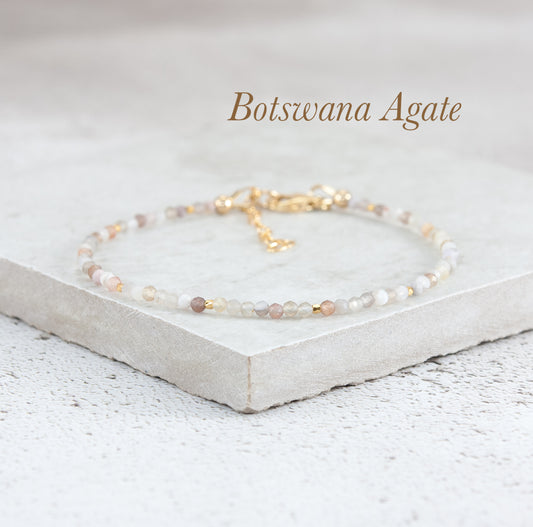 Dainty Botswana Agate Gemstone Bracelet