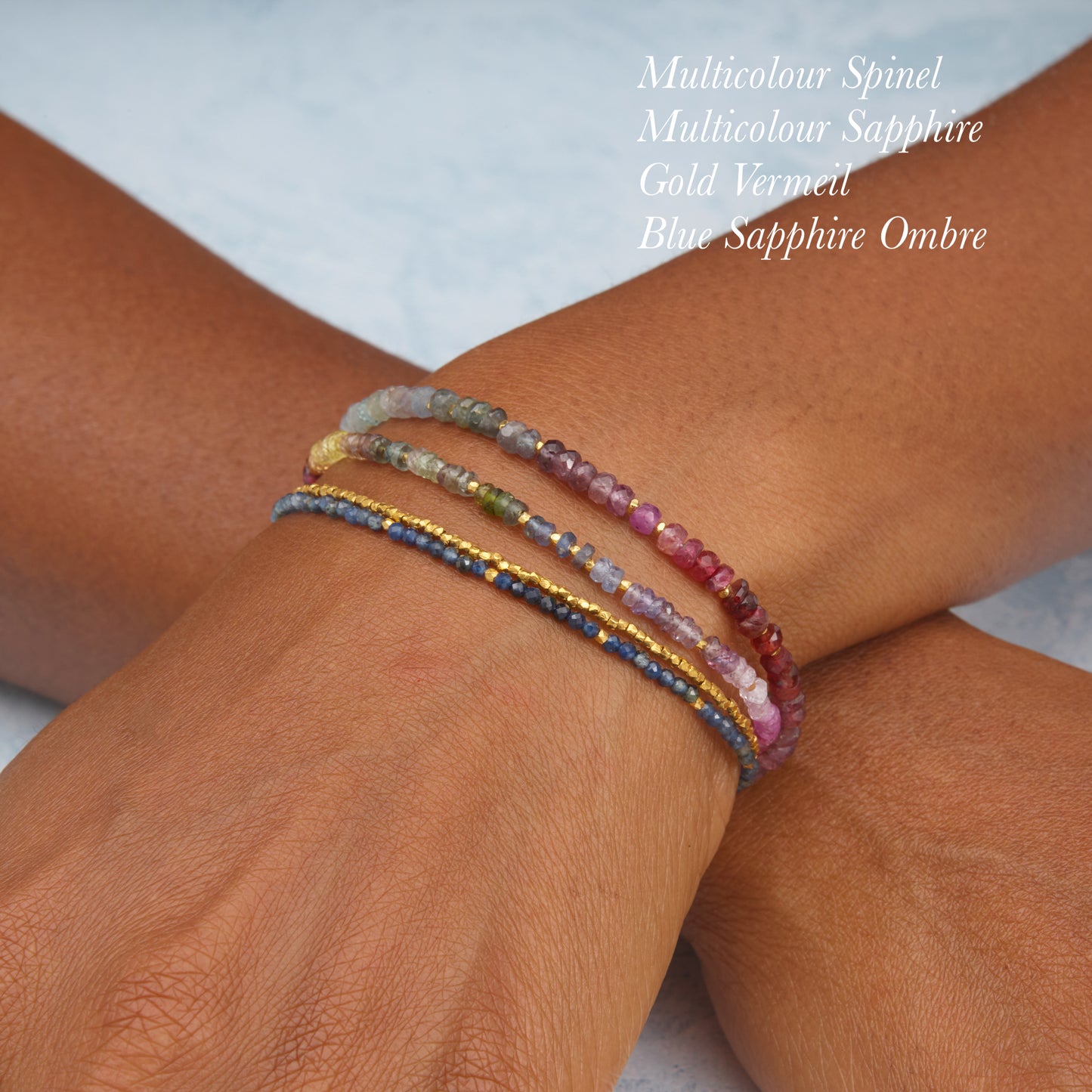 Dainty Blue Sapphire Ombre / Shaded Gemstone Bracelet