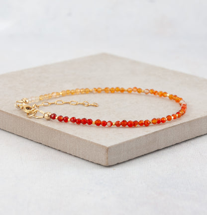 Tiny Ombre / Shaded Carnelian Bracelet