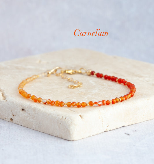 Tiny Ombre / Shaded Carnelian Bracelet