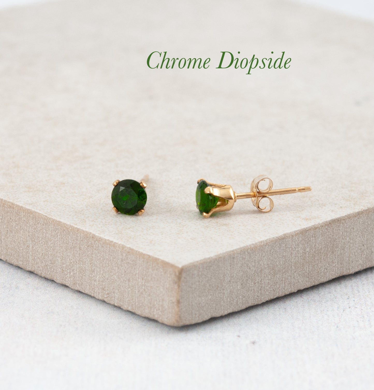 Dainty Chrome Diopside Gemstone Stud Earrings
