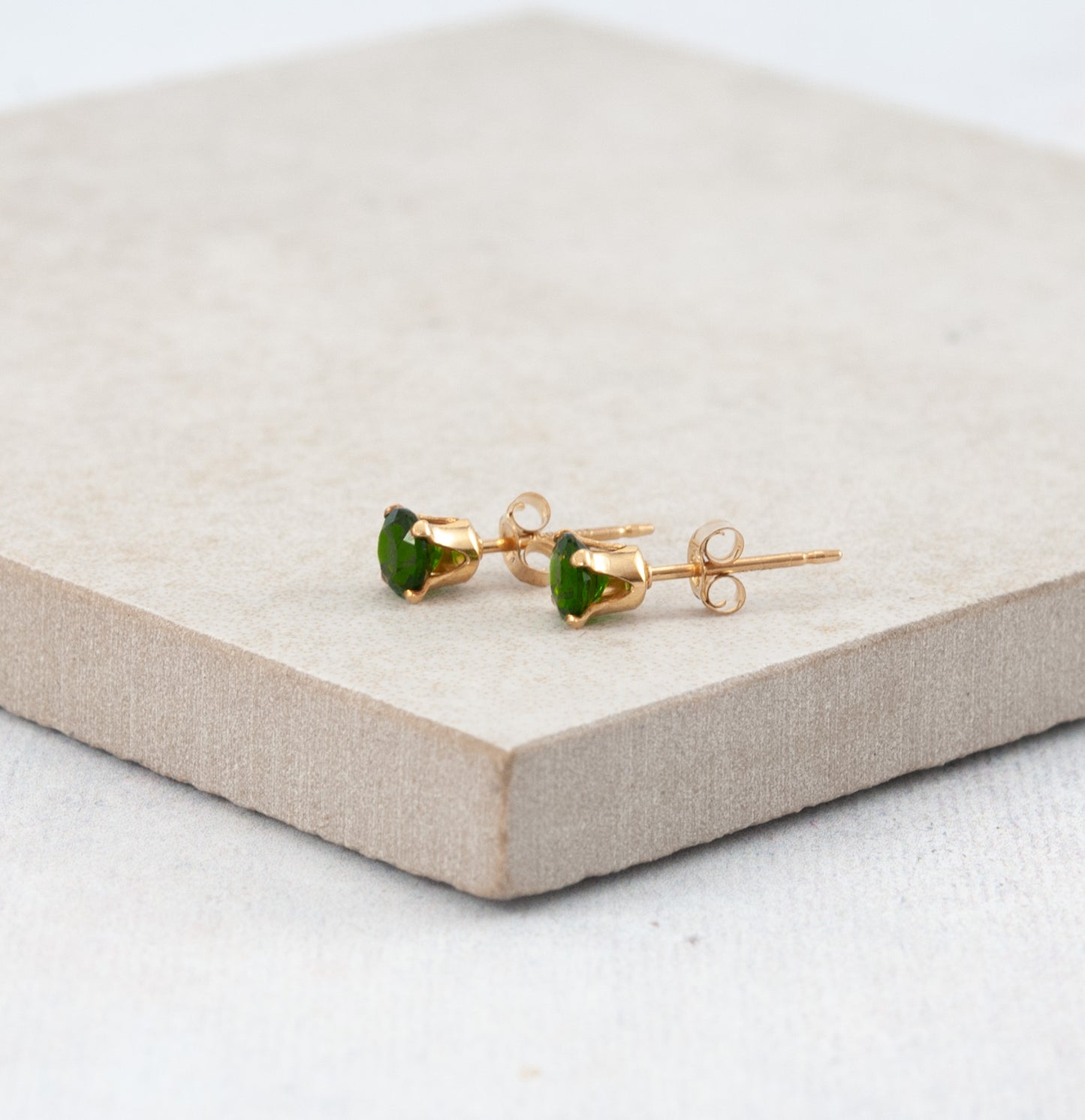 Dainty Chrome Diopside Gemstone Stud Earrings
