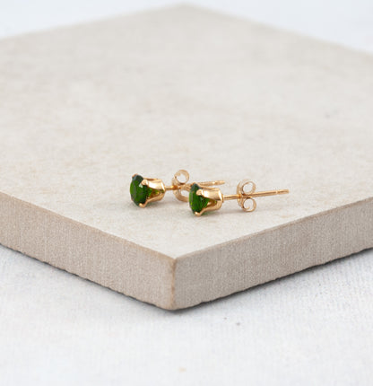 Dainty Chrome Diopside Gemstone Stud Earrings