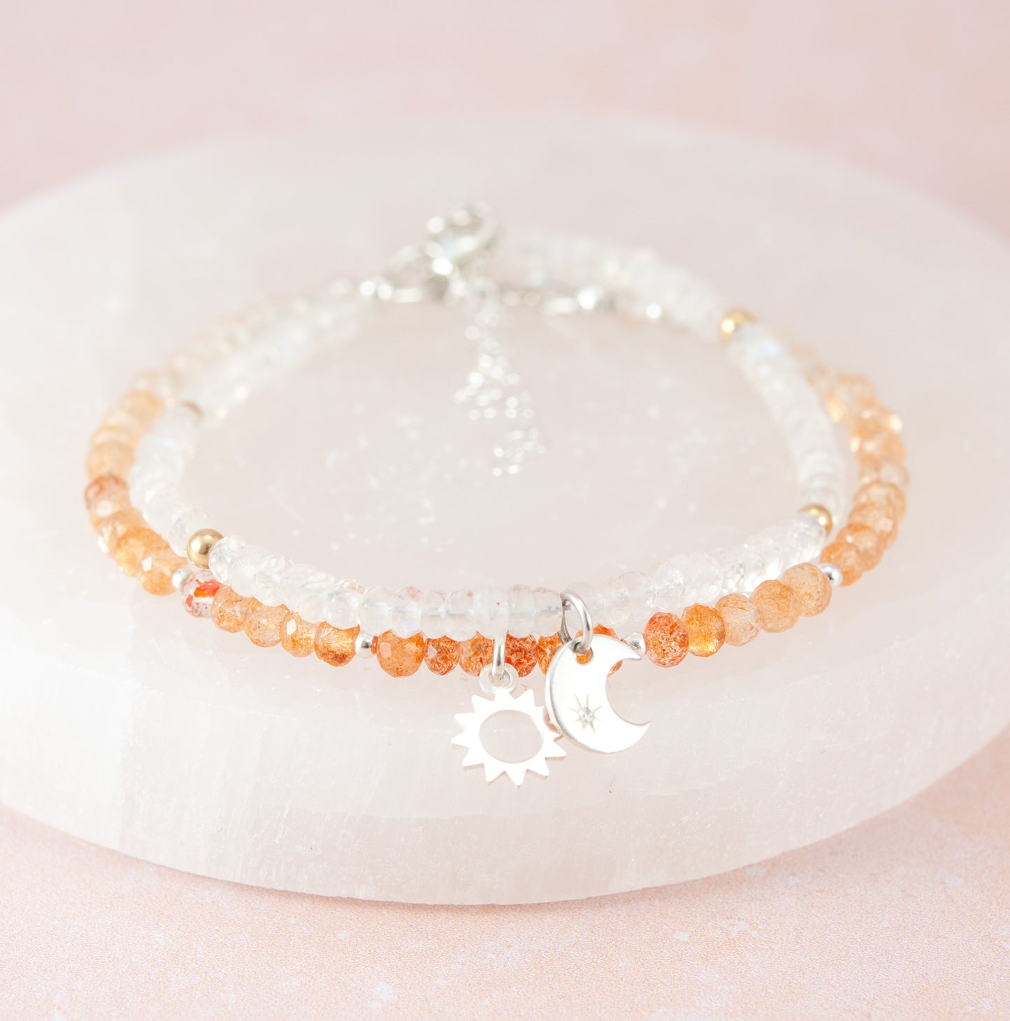 Oregon Sunstone & Sun Charm Bracelet (AA Grade Gemstones)