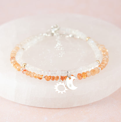 Oregon Sunstone & Sun Charm Bracelet (AA Grade Gemstones)