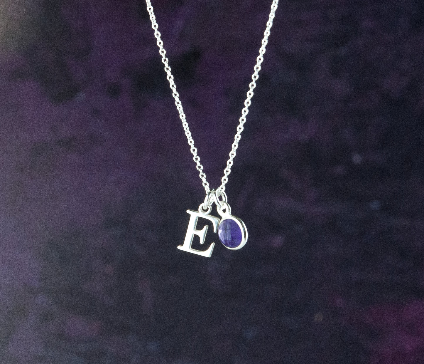 Initial & Amethyst February Birthstone Necklace