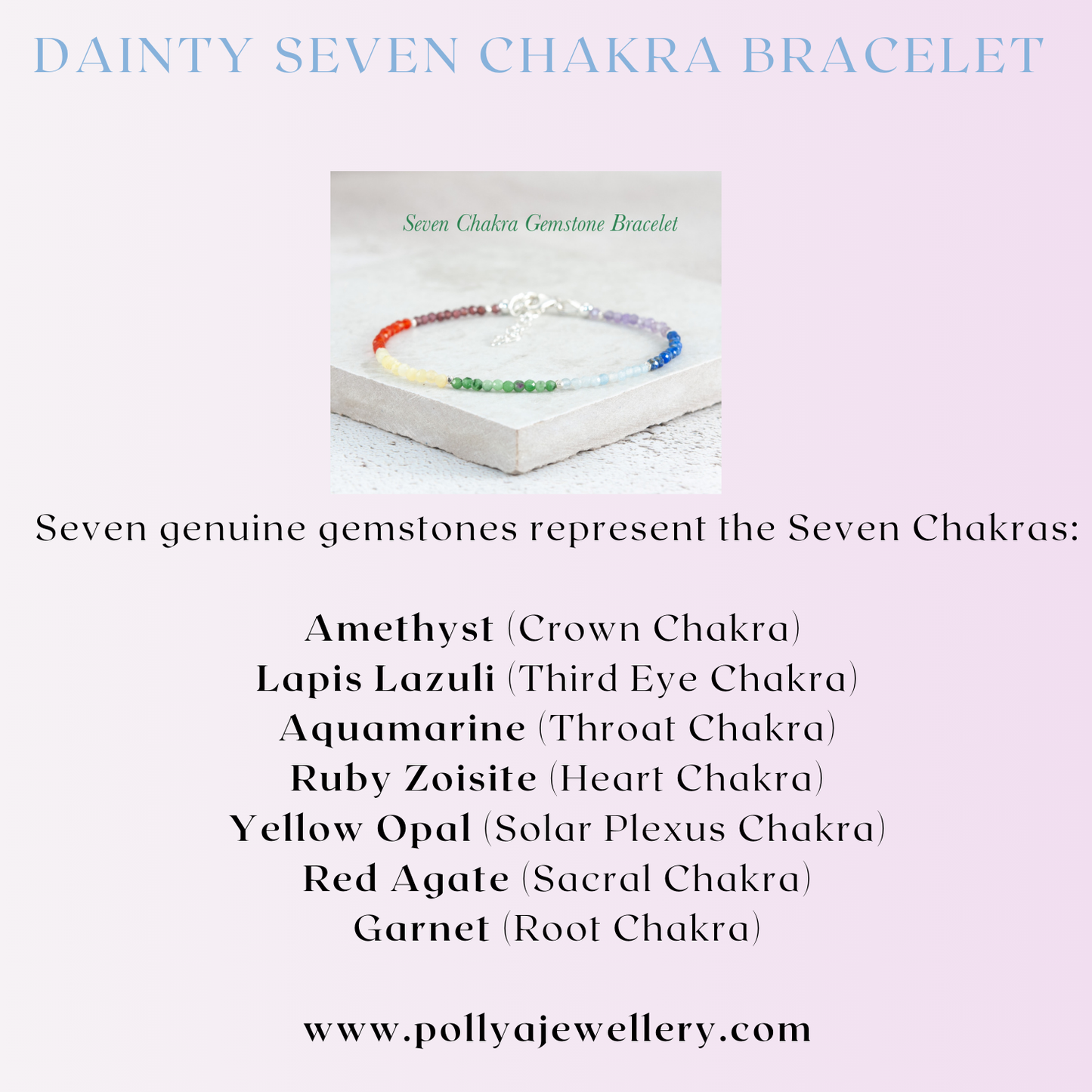 Dainty Seven Chakra Gemstone Bracelet (2mm)