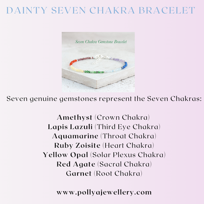 Dainty Seven Chakra Gemstone Bracelet (2mm)