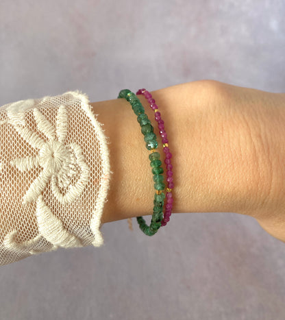 Dainty Pink Ruby Gemstone Bracelet