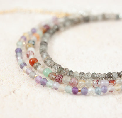 Multicolour Rutile Quartz Dainty Gemstone Bracelet