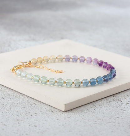 Fluorite Ombre Gemstone Bracelet (AAA Grade)