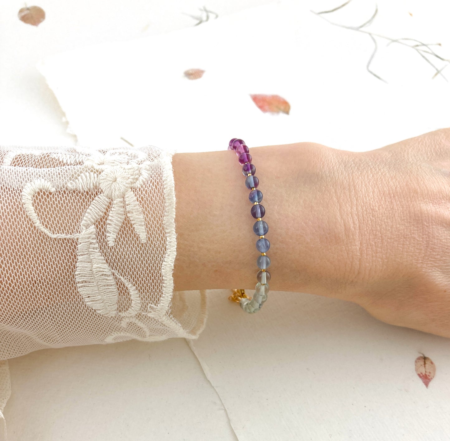 Fluorite Ombre Gemstone Bracelet (AAA Grade)