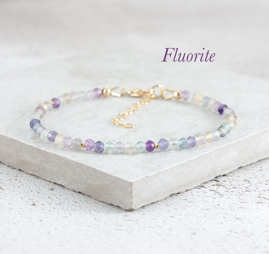Dainty Fluorite Gemstone Bracelet (AAA Grade)