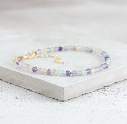 Dainty Fluorite Gemstone Bracelet (AAA Grade)