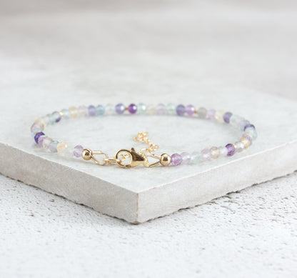 Dainty Fluorite Gemstone Bracelet (AAA Grade)