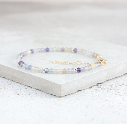 Dainty Fluorite Gemstone Bracelet (AAA Grade)