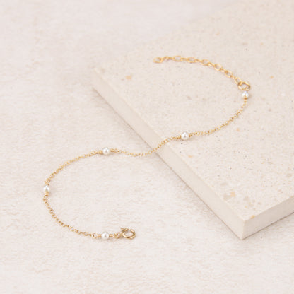 Dainty Gold Fill Pearl Stations Bracelet