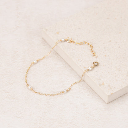 Dainty Gold Fill Pearl Stations Bracelet