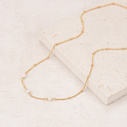 Dainty Pearl Trio & Gold Fill / Sterling Silver Necklace