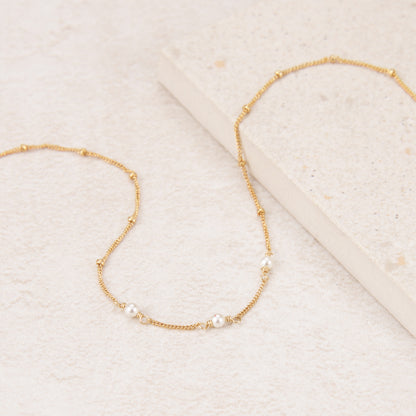 Dainty Pearl Trio & Gold Fill / Sterling Silver Necklace