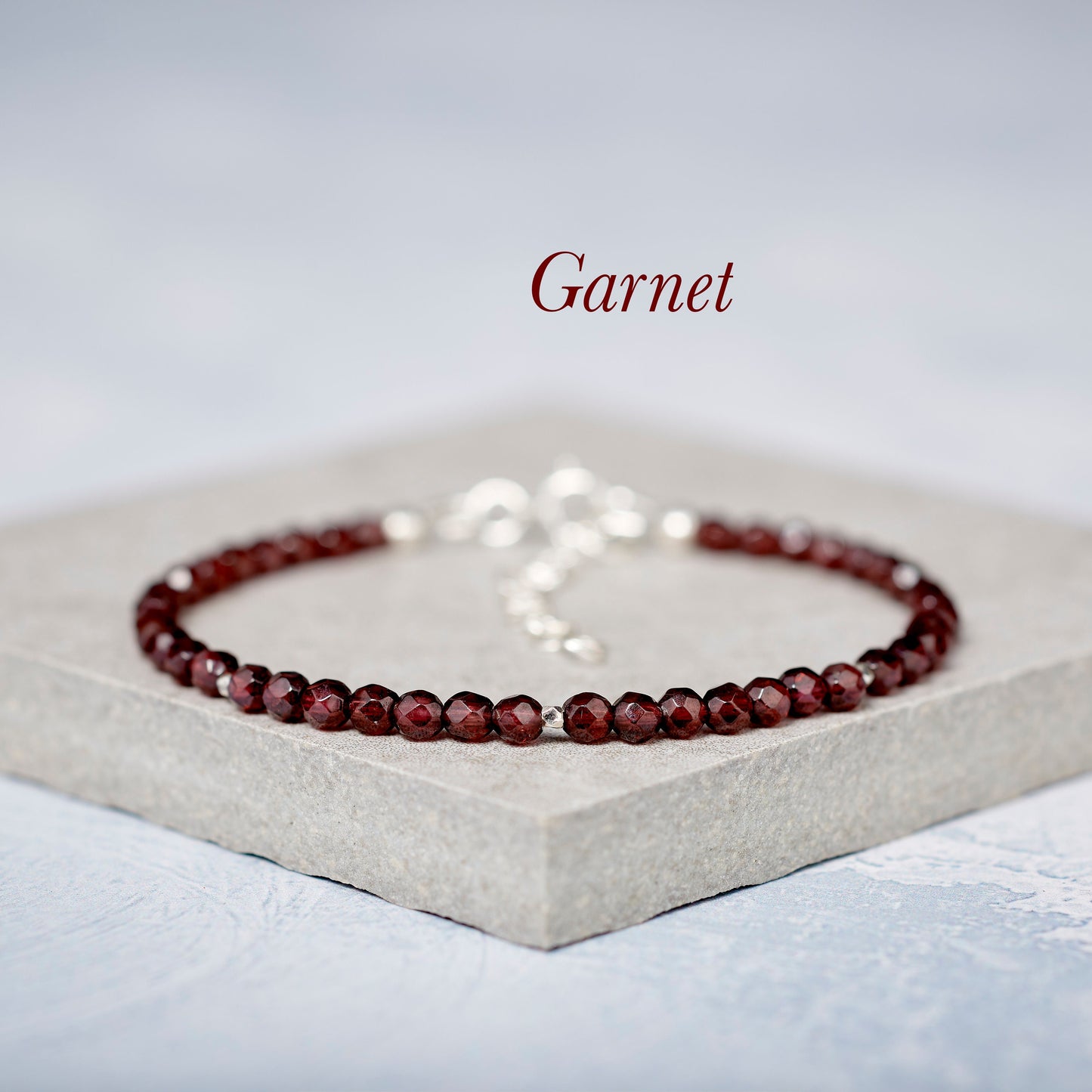 Set Of 3 Dainty Stacking Bracelets (Amethyst, Pearl & Garnet)