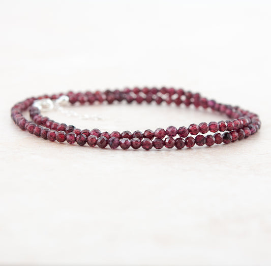 Dainty Red Garnet Dainty Gemstone Necklace