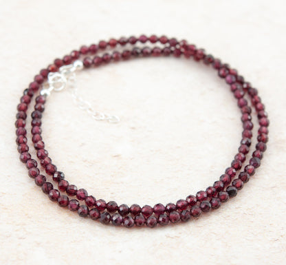 Dainty Red Garnet Dainty Gemstone Necklace