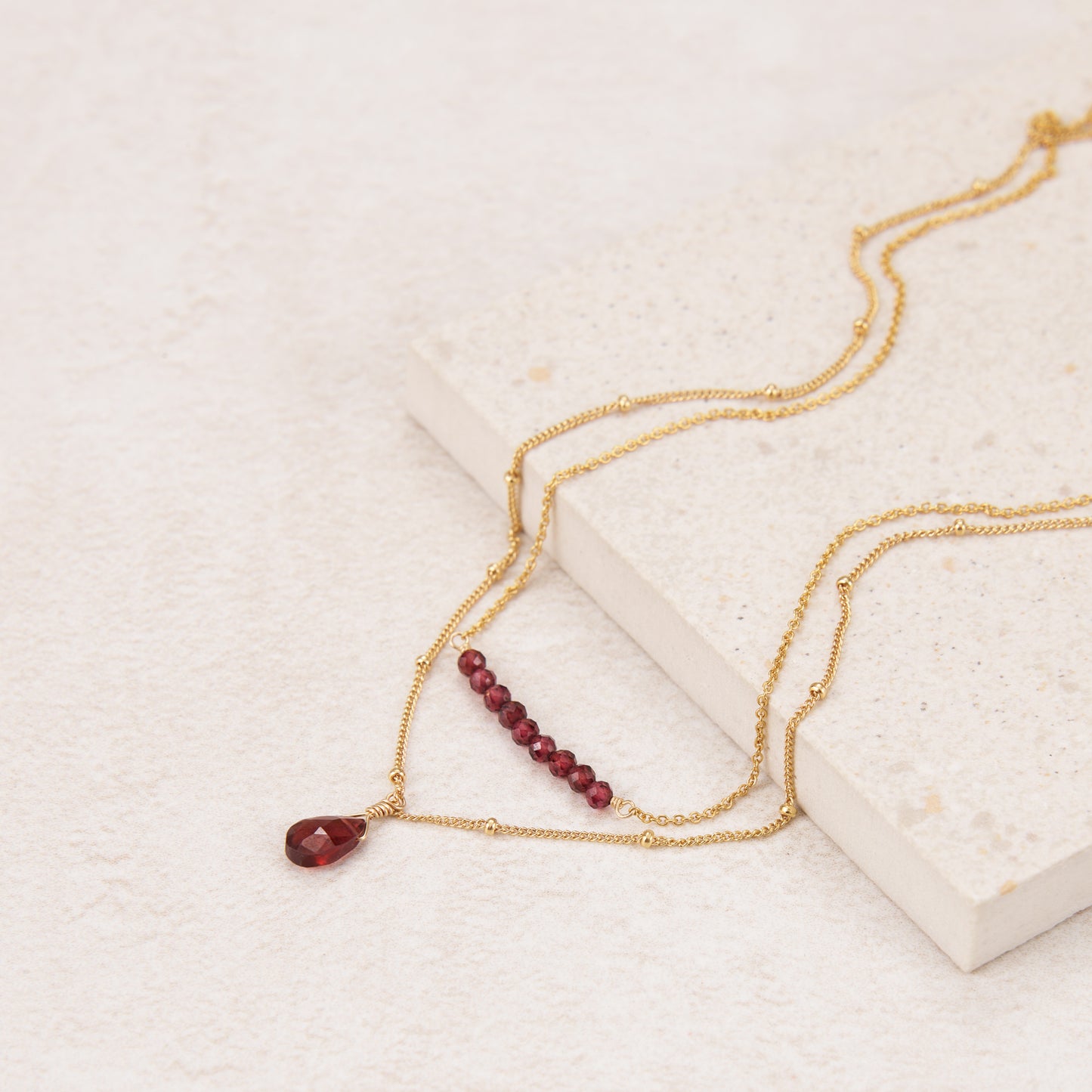 Garnet Two-Strand Layered Necklace
