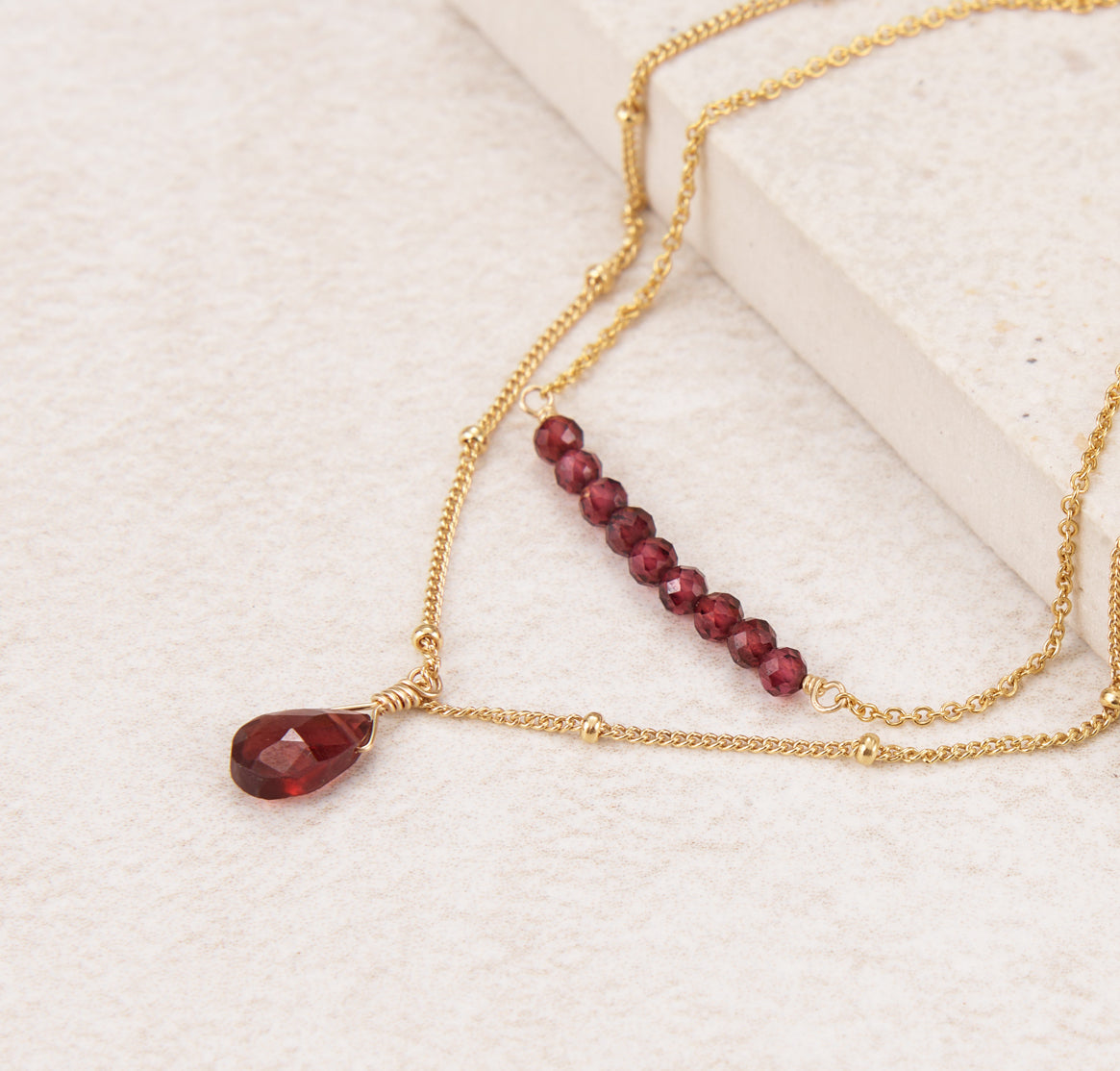 Garnet Two-Strand Layered Necklace