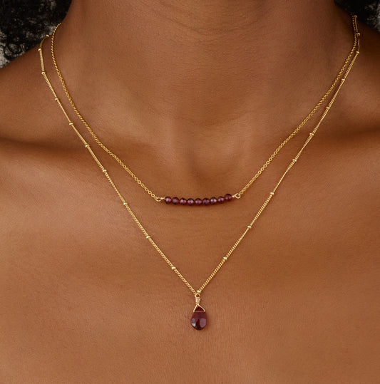 Garnet Two-Strand Layered Necklace