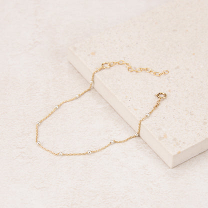 Dainty Gold with Silver Beads Satellite Chain Bracelet
