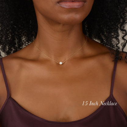 Dainty Solitaire Pearl & Silver Necklace
