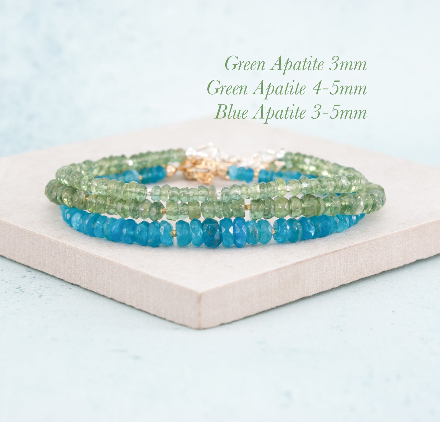 Green Apatite Gemstone Bracelet (4-5mm)