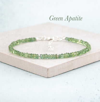 Green Apatite Gemstone Bracelet (3mm)