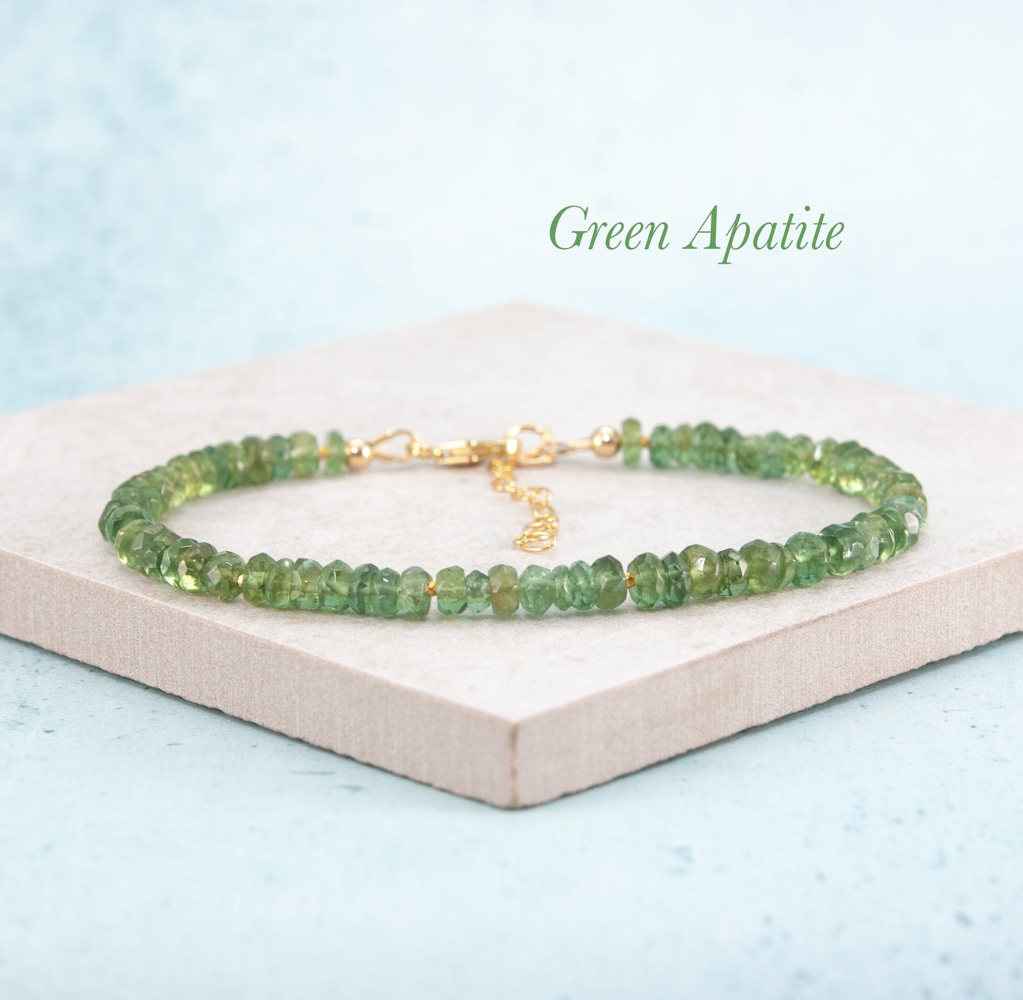 Green Apatite Gemstone Bracelet (4-5mm)