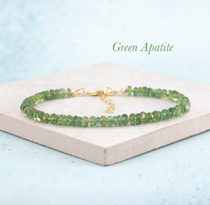 Green Apatite Gemstone Bracelet (4-5mm)