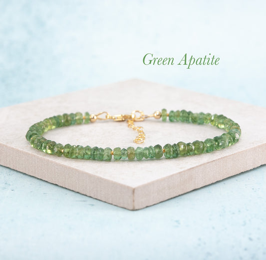 Green Apatite Gemstone Bracelet (4-5mm)