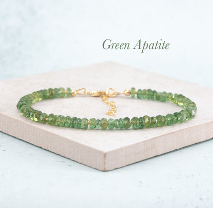 Green Apatite Gemstone Bracelet (4-5mm)