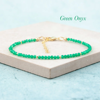 Dainty Green Onyx Gemstone Bracelet