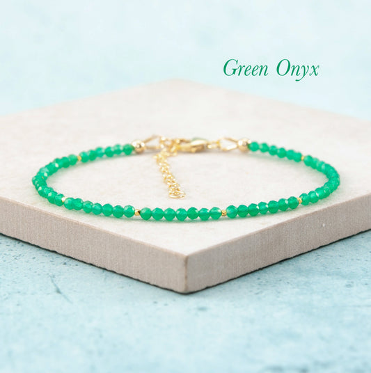 Dainty Green Onyx Gemstone Bracelet