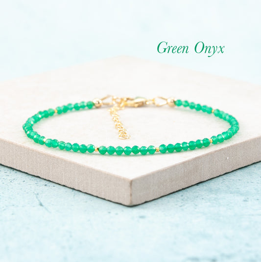 Dainty Green Onyx Gemstone Bracelet