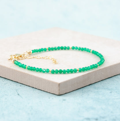 Dainty Green Onyx Gemstone Bracelet