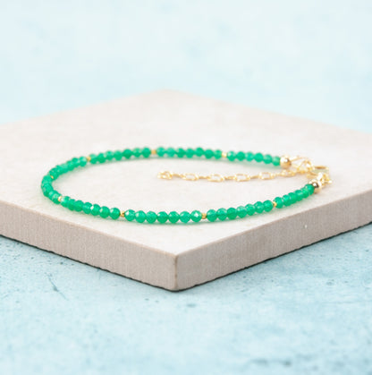 Dainty Green Onyx Gemstone Bracelet