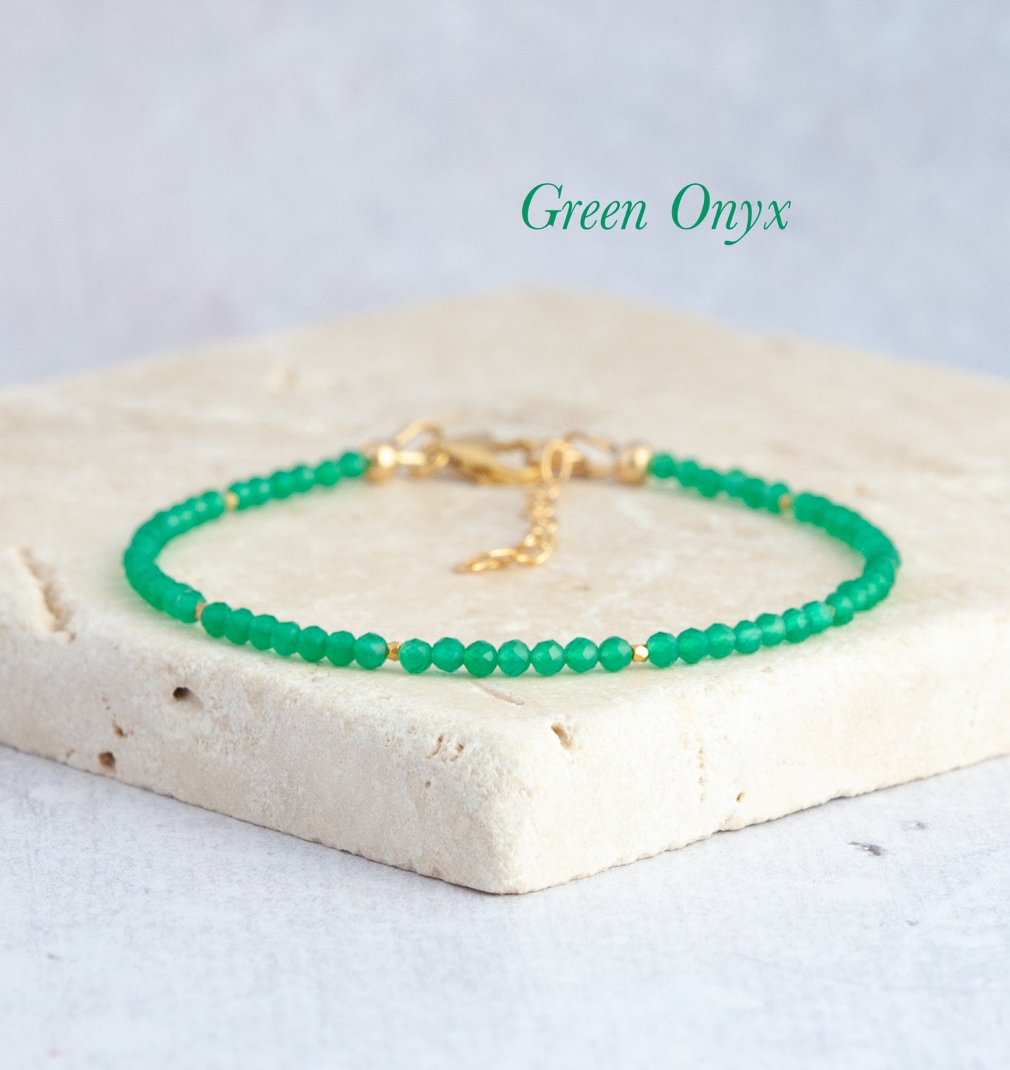 Dainty Green Onyx Gemstone Bracelet