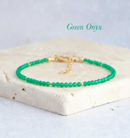 Dainty Green Onyx Gemstone Bracelet