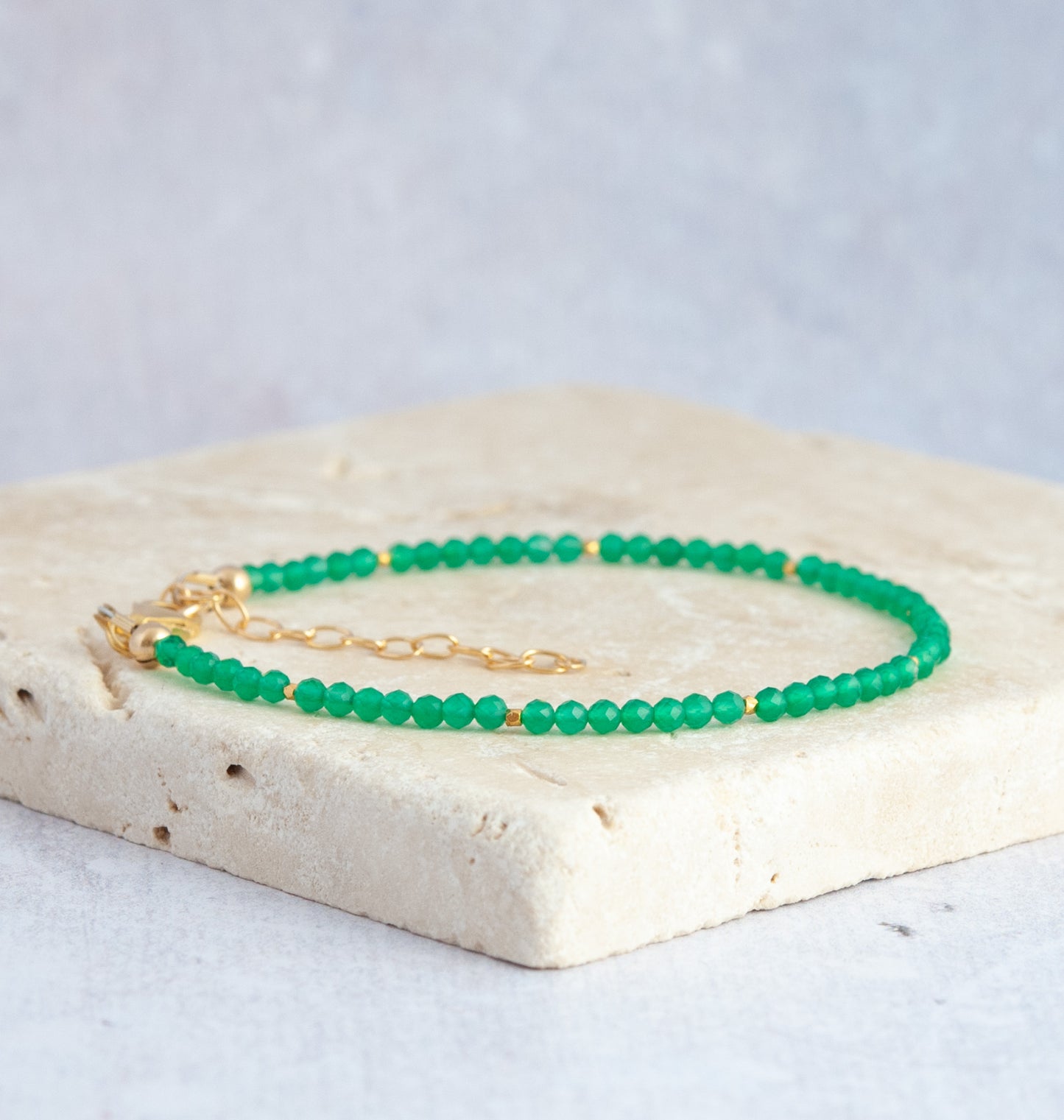 Dainty Green Onyx Gemstone Bracelet
